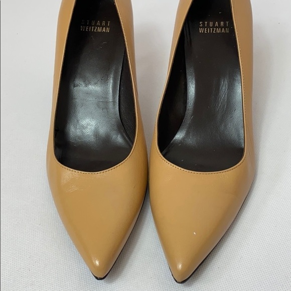 Stuart Weitzman tan leather pointy toe heels - Picture 2 of 8